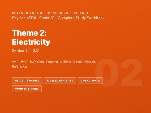 Edexcel IGCSE Double Science Physics 4SD0 | Theme 2: Electricity | Paper 1P | 6 Sessions