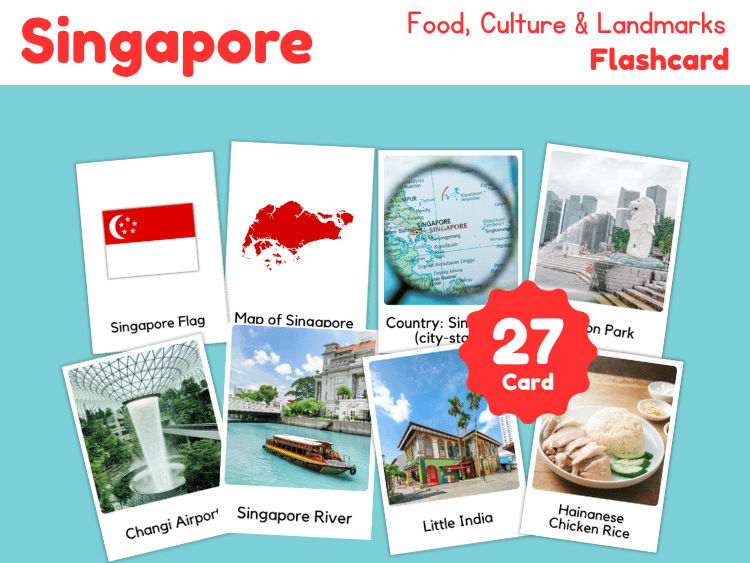 Singapore Geography Flashcards | 27 Printable Country Study Cards
