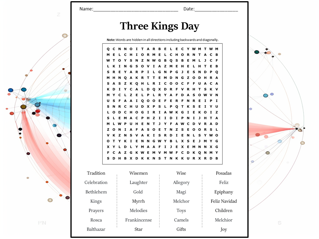 Three Kings Day Word Search Puzzle Worksheet Activity Teaching Resources