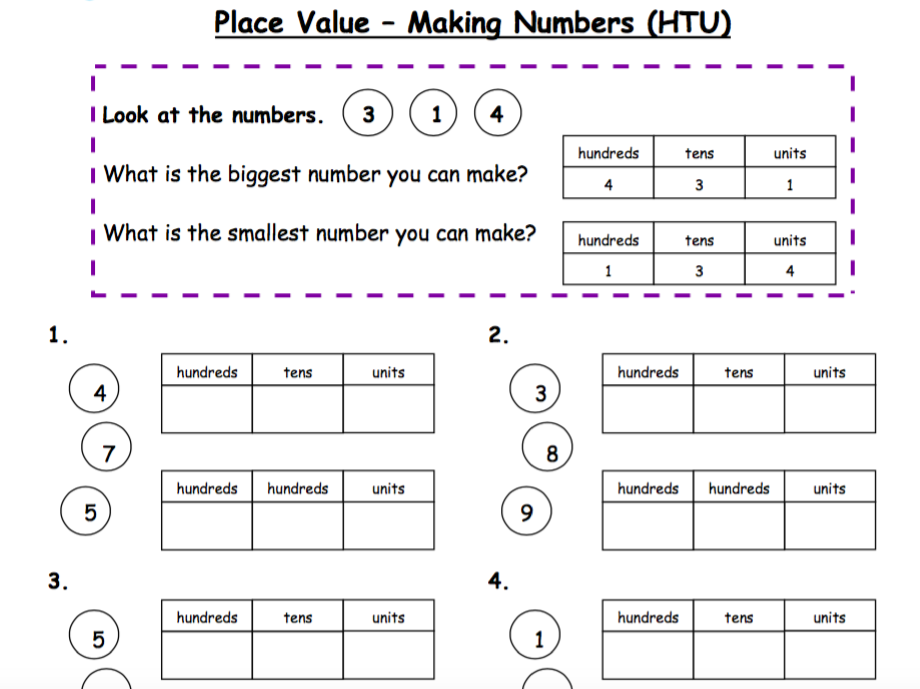 Place Value. Partitioning. Making Numbers (HTU)