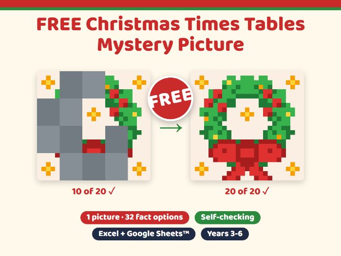 FREE Christmas Times Tables KS2 Puzzle