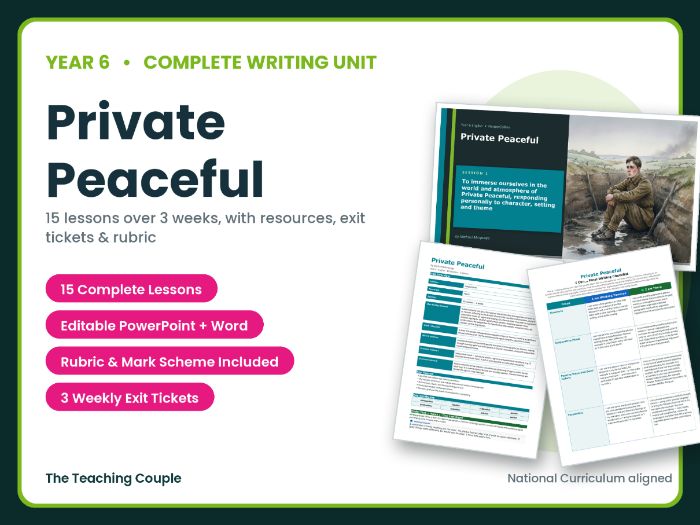 Private Peaceful | Year 6 English Unit | 15 Complete Lessons + Resources + Mark Scheme