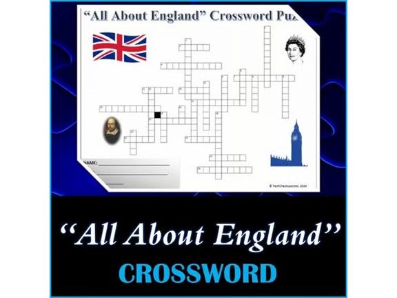 All About England - Crossword Puzzle Activity Worksheet