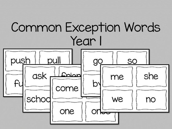 Year 1 Common Exception Word Display Plain Teaching Resources
