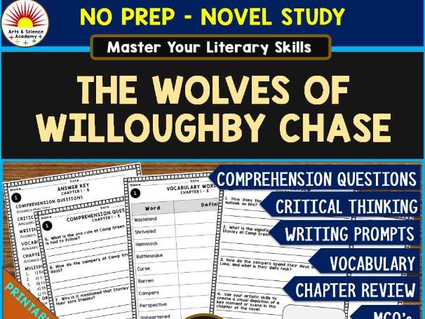 THE WOLVES OF WILLOUGHBY CHASE Novel Study Comprehension, Critical Thinking, Vocab, MCQs, True or Fa