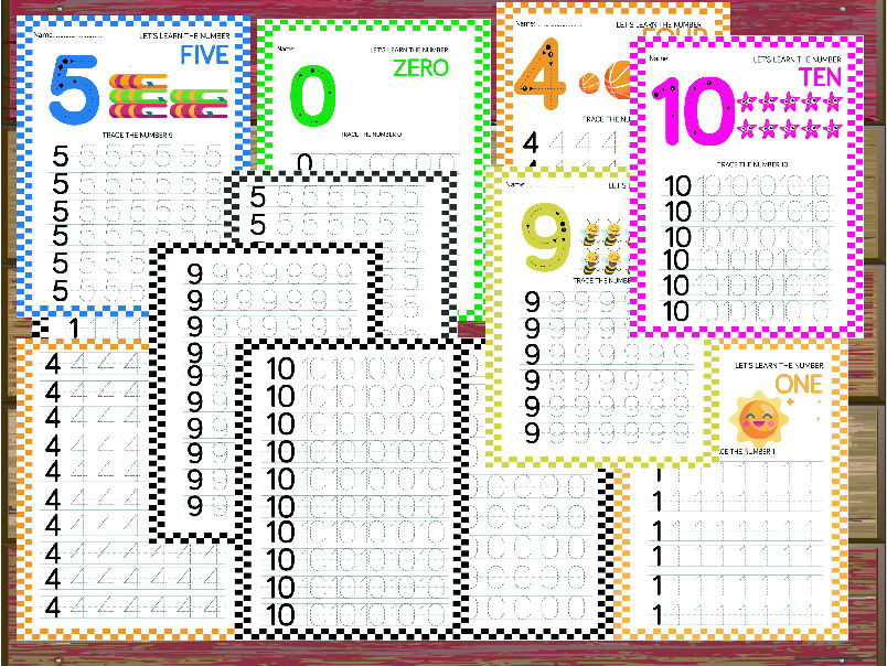 Number 0 to 10 Tracing Worksheets for Kids