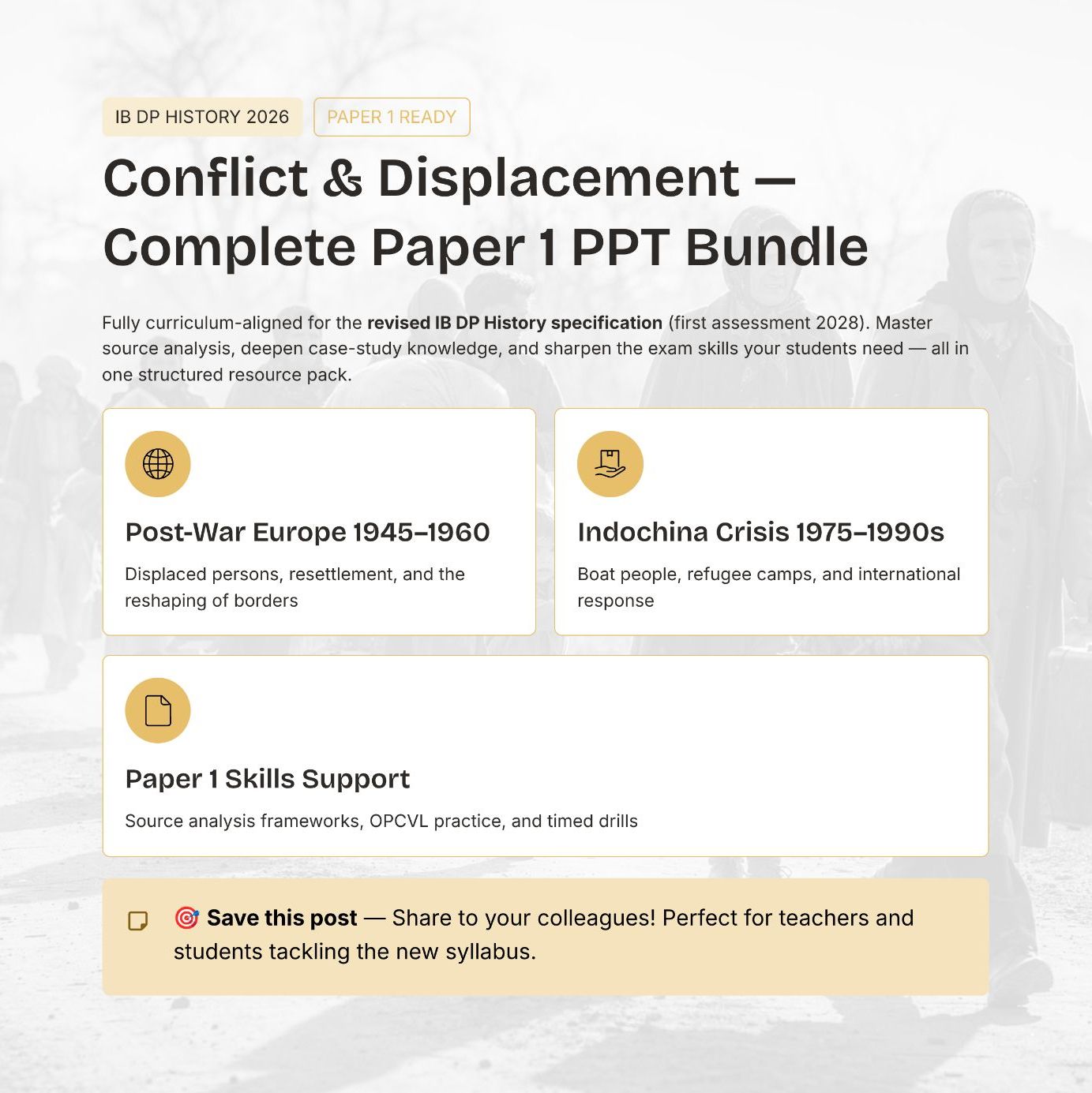 IB DP History Paper 1 Conflict & Displacement 2026 | Complete PPT Bundle