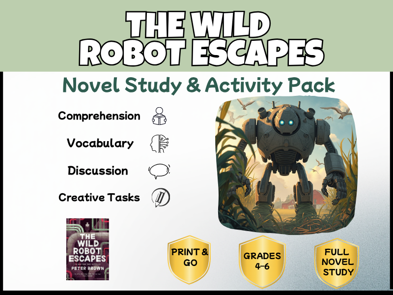 The Wild Robot Escapes Novel Study Unit and Activity Pack | Reading Comprehension Grades 4-6