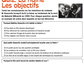 La haine Quiz les objectifs (2 quiz + answers)