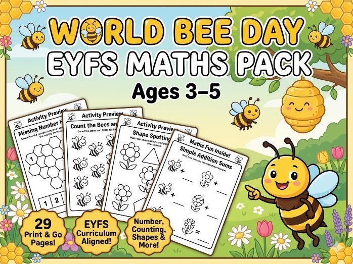 World Bee Day EYFS Maths Pack Ages 3–7