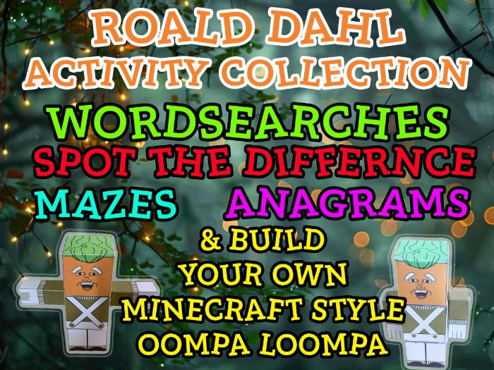 ROALD DAHL THEMED ACTIVITIES - Inc. build your own Oompa Loompa (Minecraft style)