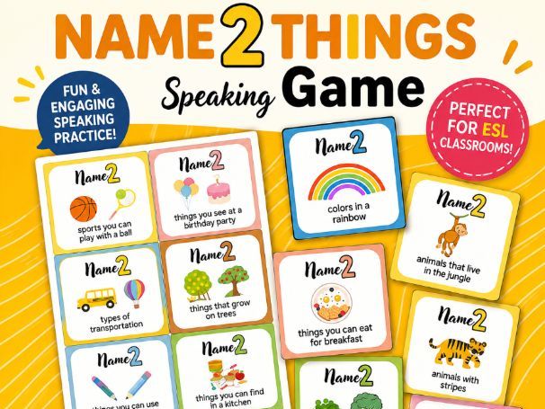 Name 2 Things – Speaking Game for Kids | Vocabulary & Oral Language Activity