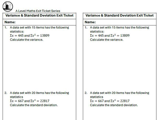 A Level Maths Exit Ticket Bundle 1