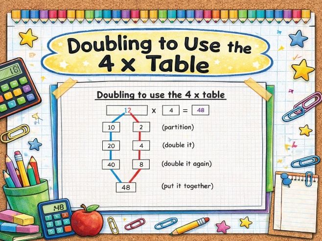 Maths worksheets and poster - Doubling to use the 4 x table and 8 x table