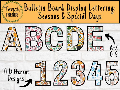 Bulletin Board Lettering A-Z, 0-9 Seasons & Special Days