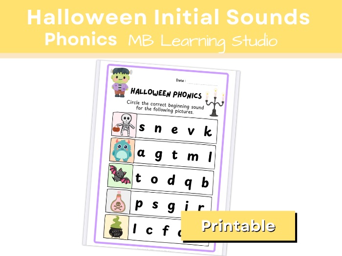 Halloween Initial Sound Worksheet | EYFS, KS1, Pre-K–1st Grade