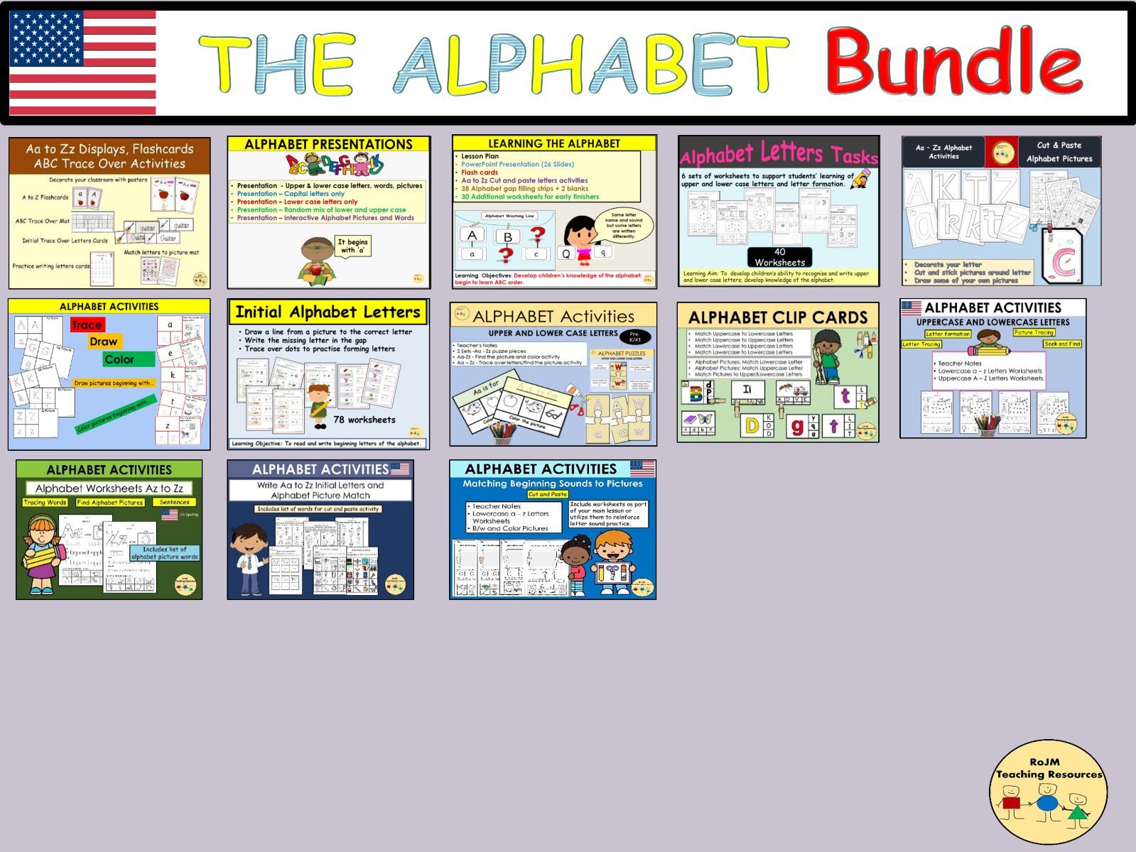 Alphabet Bundle Worksheets Activities Presentations Lesson Plans  US