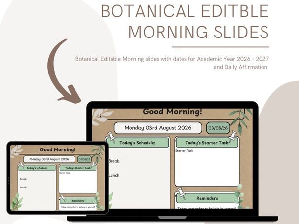 Editable Botanical Boho Morning Slides