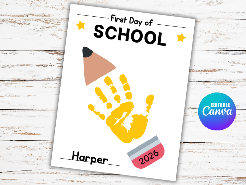 Handprint First Day of School: Preschool, Pre-K, Kindergarten Back to School Activity