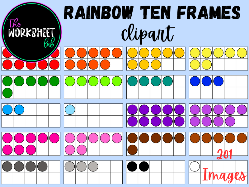 Rainbow Ten Frames Clipart