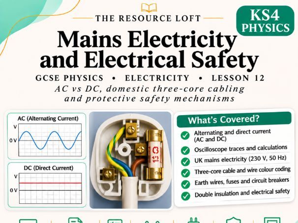 KS4 Physics | Mains Electricity and Electrical Safety | PowerPoint & Differentiated Worksheets | AQA