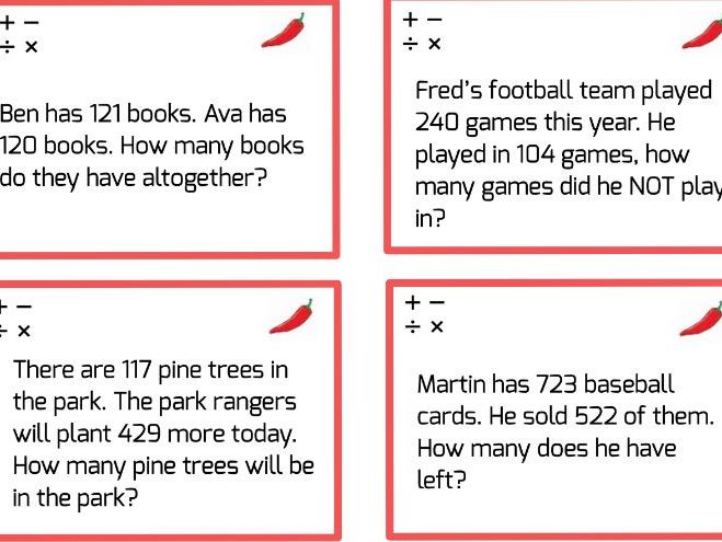 4 operations word problems- chillis