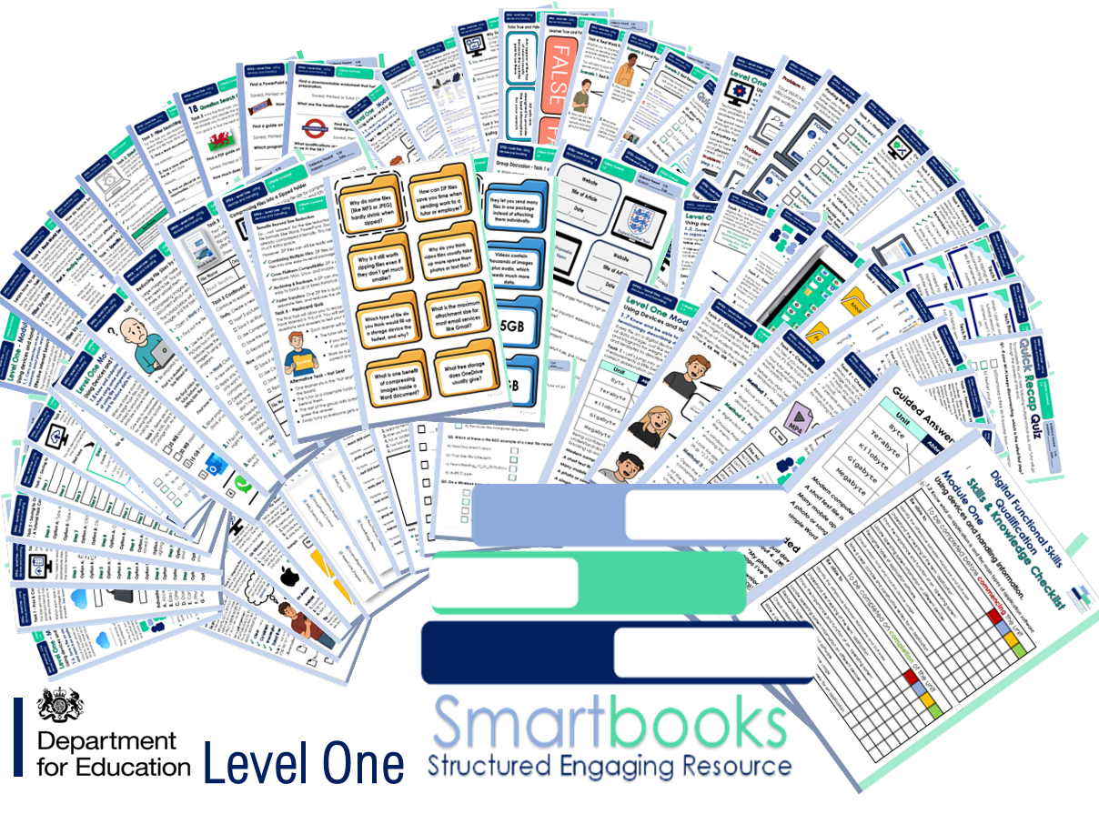 Digital Functional Skills - Level One - Module 1 - 1.1-1.9 - BUNDLE