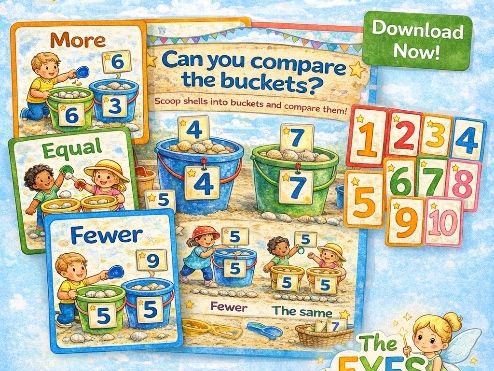 Compare quantity in the sand with shells