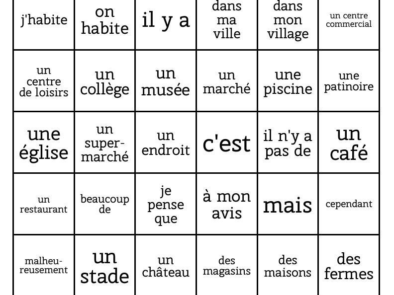 Bingo - French - La ou j habite