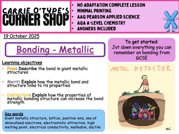 Metallic Bonding - AAQ Pearson Applied Science and A-Level Chem
