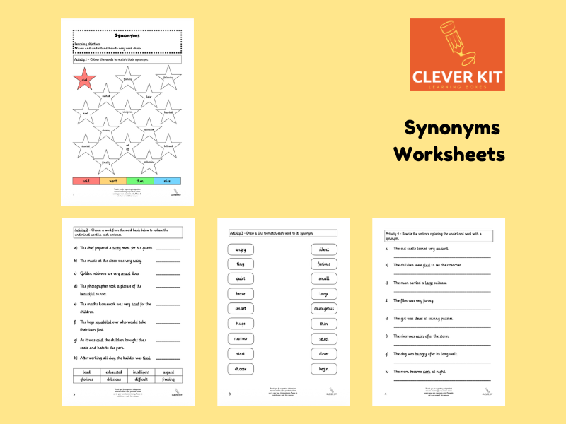 Synonyms Worksheets