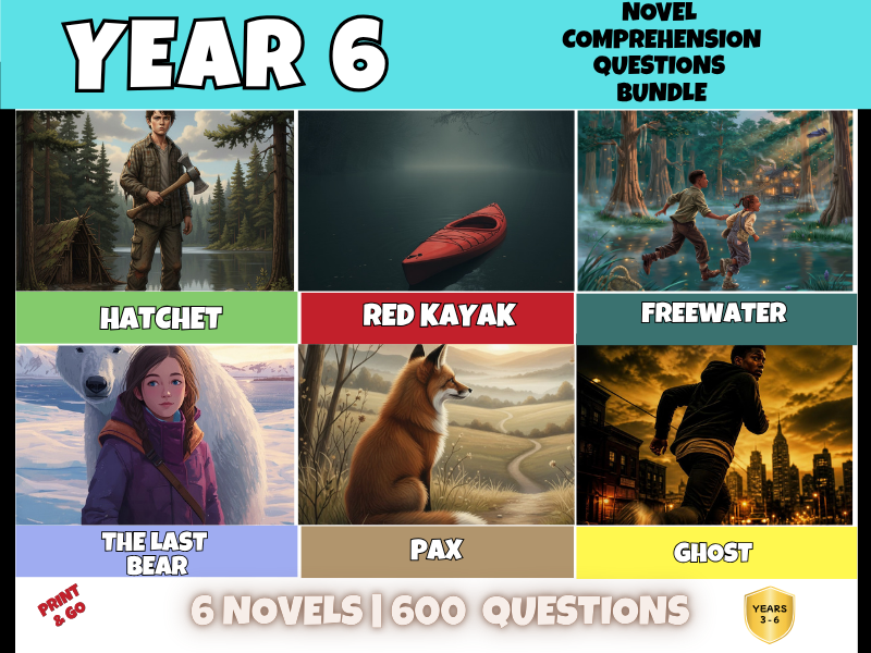 Year 6 Novel Study Reading Comprehension Questions Bundle | 600 Questions + Answers | Upper KS2