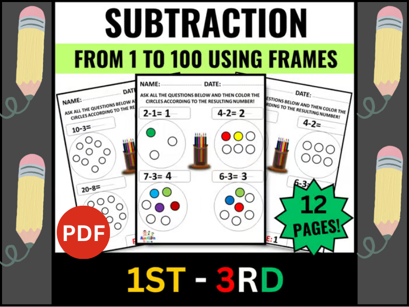 Primary Subtraction Counting Frames sheets