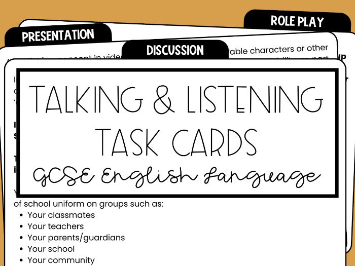 GCSE Talking & Listening Task Cards