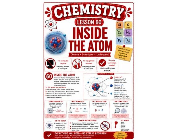 Chemistry cover lesson 60: Inside the atom (Ch60) science stand alone cover