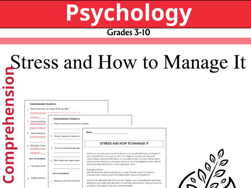 Stress and How to Manage It Reading Comprehension Passages & Questions Worksheets