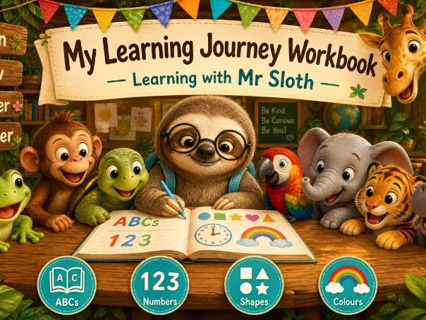 Learning with Mr Sloth — Children's Class Workbook | EYFS KS1 | 10 Books Complete Series | Maths Eng