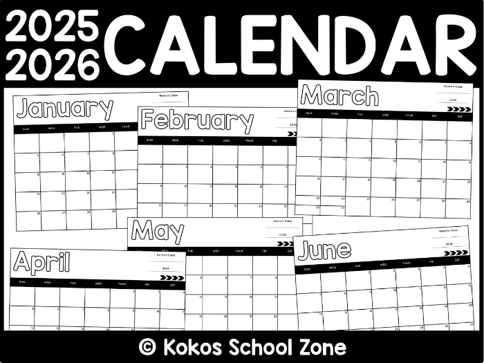 2025 2026 Blank Monthly Calendar Template - Printable -