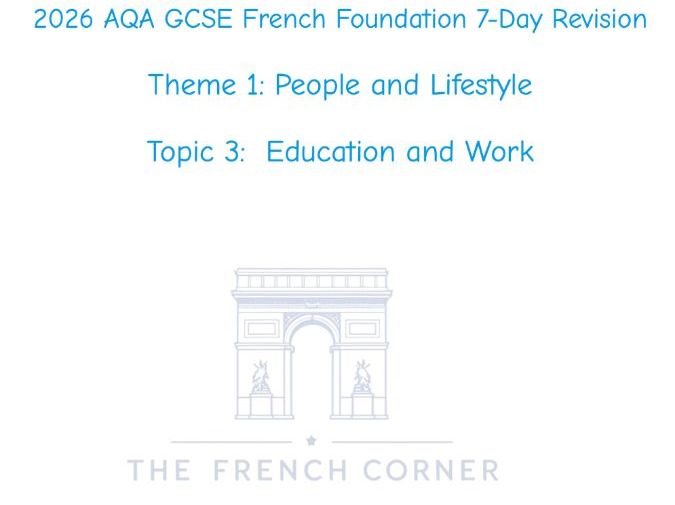 2026 AQA GCSE French F 7-Day Revision 1.3