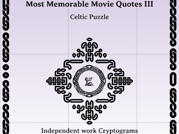 Most Memorable Movie Quotes III - Independent work Cryptogram Puzzles for ELA