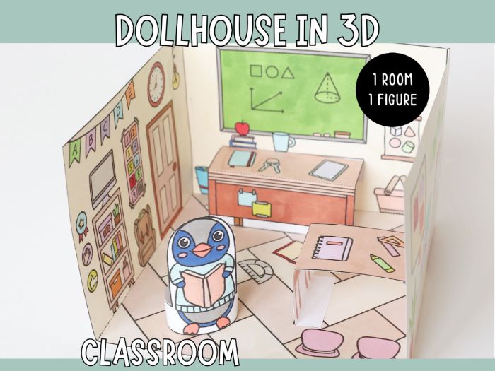 Dollhouse in 3D Craft - Classroom