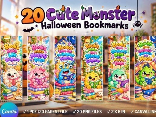 20 Cute Monster Halloween Bookmarks