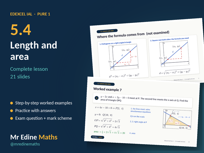 Length and Area – Edexcel IAL Pure 1 (Chapter 5.4) – Complete Lesson