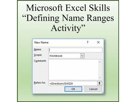 Defining Name Ranges Skills Activity for Microsoft Excel