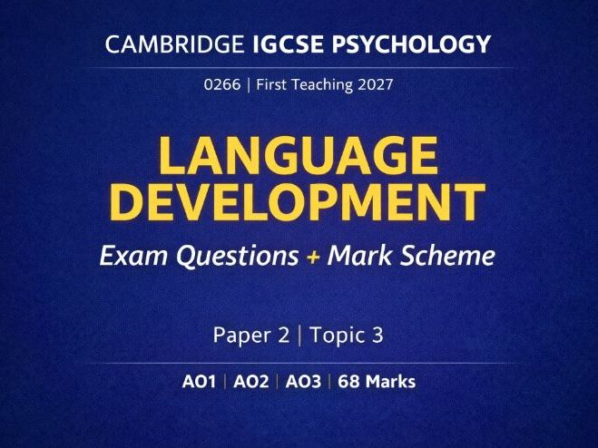 Cambridge IGCSE Psychology (0266) Language Development Exam Questions + Mark Scheme