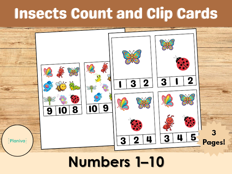Insects & Minibeasts Count and Clip Cards | Spring Math Activity | Numbers 1–10