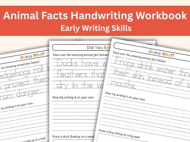 Animal Facts Handwriting Workbook – KS1 Writing Practice (49 Pages)