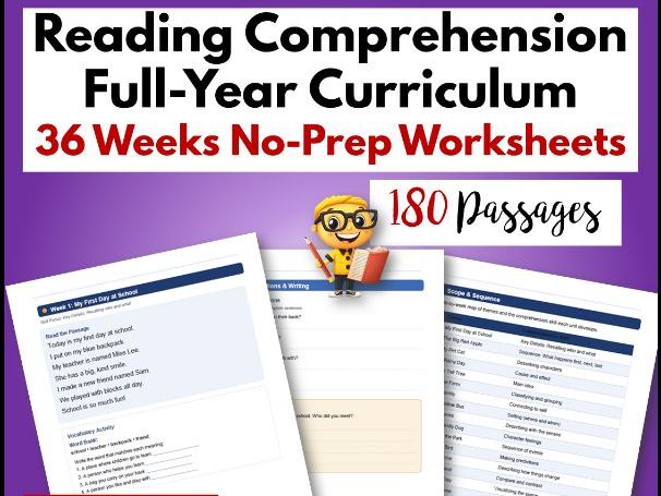 Grade 4 Yearlong Reading Comprehension Curriculum | 180 Worksheets