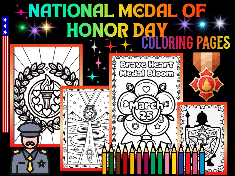Medal of Honor Day Coloring Pages Activity Pack for Kids | March 25 Printables