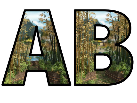 Bamboo Forest Trees Nature Wood Paper Lettering Set Display Title Letters Numbers Signs